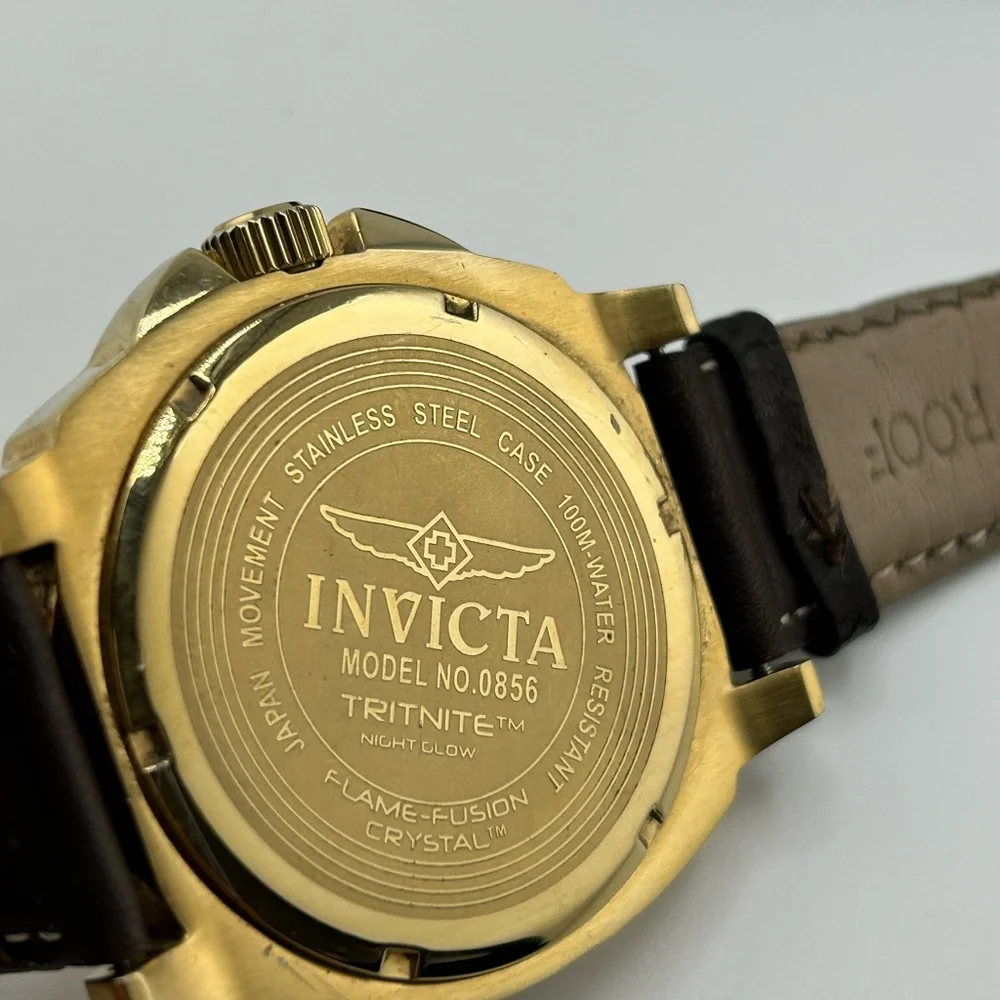 Invicta Model 43660-004 Gold Plated with Leather Band #511